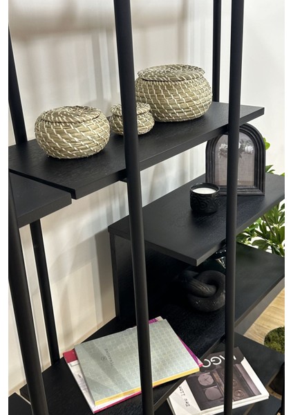 Harmonia Kitaplık - 170 cm - Siyah Meşe / Siyah Metal Çerçeve indirimleri