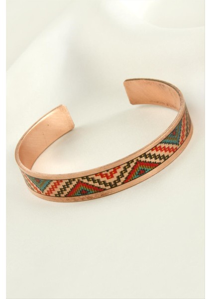 Zikzak Desenli Bakır Kelepçe Bileklik