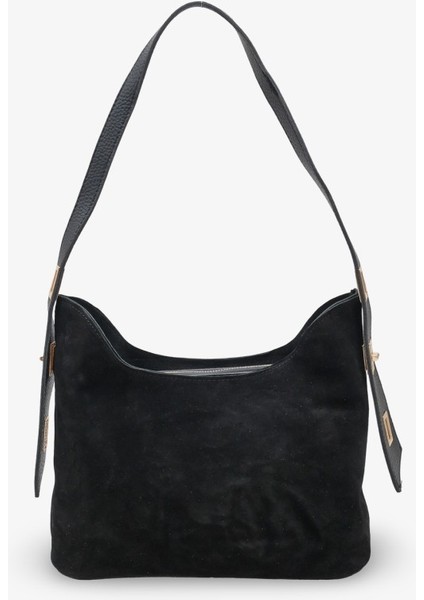 Nashira Kadın Hakiki Deri Günlük Çanta Siyah Süet