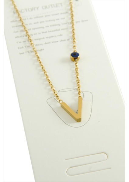 Sarı Renkli Harfli Çelik Kolye