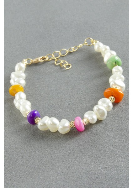 Kırık Doğaltaşlı Inci Bileklik