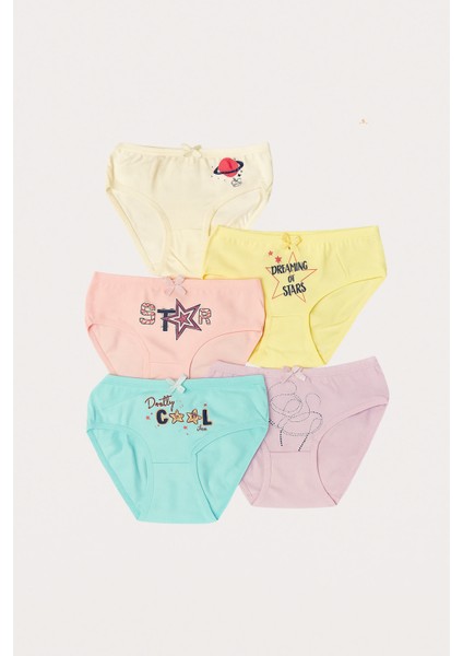 Kız Çocuk Desenli 5'li Külot