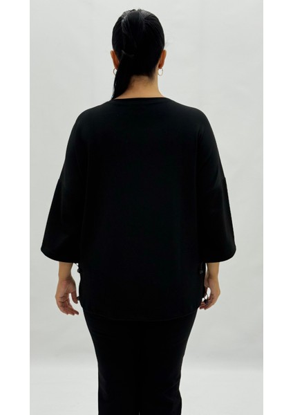 Büyük Beden Taşlı Kapri Kol Oversize Kadın Bluz fırsatları