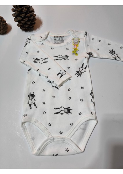 Kız Erkek Çocuk Bebek Uzun Kollu Çıtçıtlı Body-Badi %100 Pamuk 1-2-3-4-5-6 Yaş