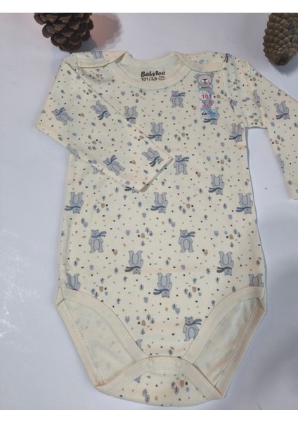 Kız Erkek Çocuk Bebek Uzun Kollu Çıtçıtlı Body-Badi %100 Organik Pamuk 1-2-3-4-5-6 Yaş