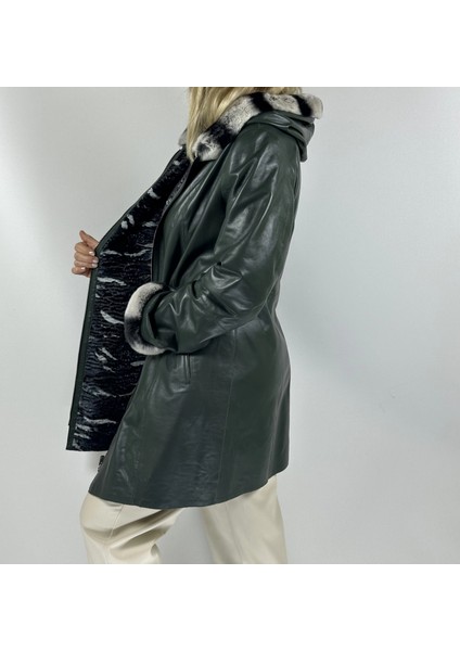 Kadın Çift Taraflı Giyilebilir Hakiki Deri Mont MN35 modelleri