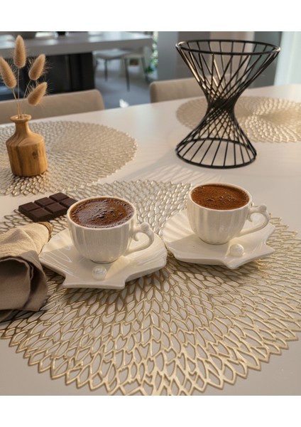 Istiridye 6 Kişilik Kahve Fincan Takımı Beyaz 90 ml fiyatları