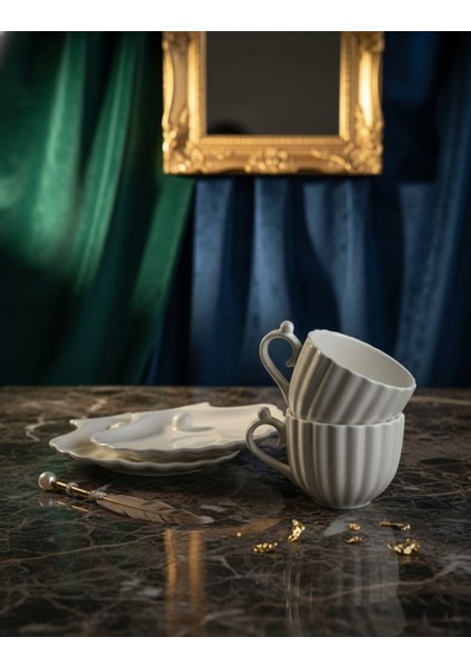 Istiridye 6 Kişilik Kahve Fincan Takımı Beyaz 90 ml modelleri