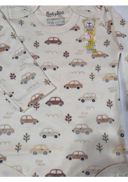 Kız Erkek Çocuk Bebek Uzun Kollu Çıtçıtlı Body-Badi %100 Organik Pamuk 1-2-3-4-5-6 Yaş