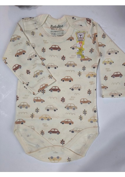 Kız Erkek Çocuk Bebek Uzun Kollu Çıtçıtlı Body-Badi %100 Organik Pamuk 1-2-3-4-5-6 Yaş