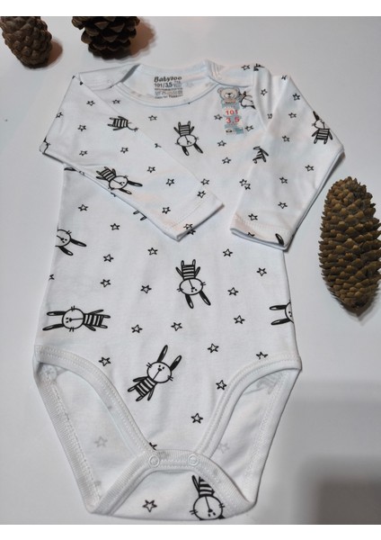 Kız Erkek Çocuk Bebek Uzun Kollu Çıtçıtlı Body-Badi %100 Pamuk 3.5-4-5-6 Yaş