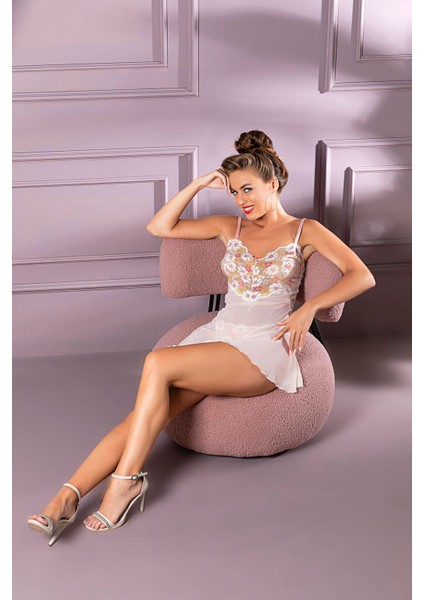 Transparan Mini Boy Babydoll ve String Takım Somon (MGP32042)