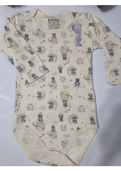 Kız Erkek Çocuk Bebek Uzun Kollu Çıtçıtlı Body-Badi %100 Organik Pamuk 1-2-3-4-5-6 Yaş