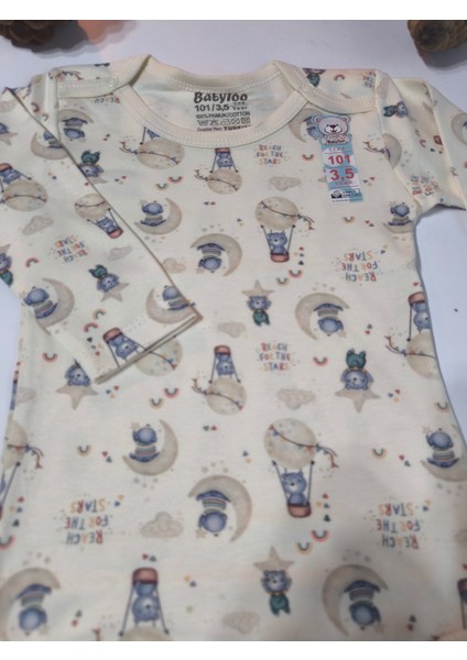 Kız Erkek Çocuk Bebek Uzun Kollu Çıtçıtlı Body-Badi %100 Organik Pamuk 1-2-3-4-5-6 Yaş