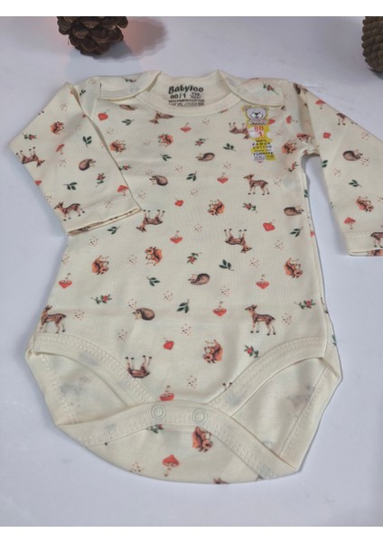 Kız Erkek Çocuk Bebek Uzun Kollu Çıtçıtlı Body-Badi %100 Organik Pamuk 1-2-3-4-5-6 Yaş