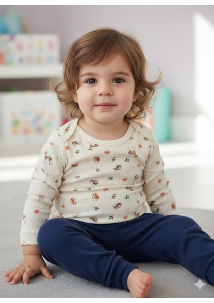Kız Erkek Çocuk Bebek Uzun Kollu Çıtçıtlı Body-Badi %100 Organik Pamuk 1-2-3-4-5-6 Yaş
