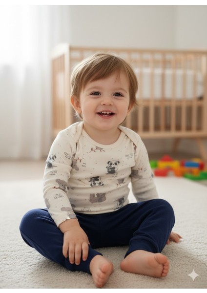 Kız Erkek Çocuk Bebek Uzun Kollu Çıtçıtlı Body-Badi %100 Organik Pamuk 1-2-3-4-5-6 Yaş