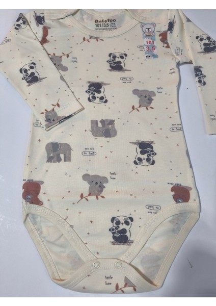 Kız Erkek Çocuk Bebek Uzun Kollu Çıtçıtlı Body-Badi %100 Organik Pamuk 1-2-3-4-5-6 Yaş