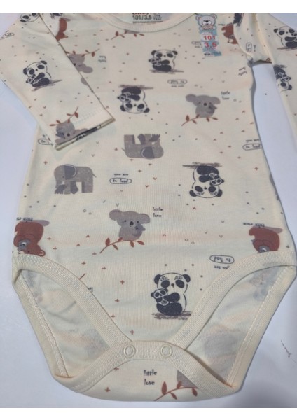 Kız Erkek Çocuk Bebek Uzun Kollu Çıtçıtlı Body-Badi %100 Organik Pamuk 1-2-3-4-5-6 Yaş