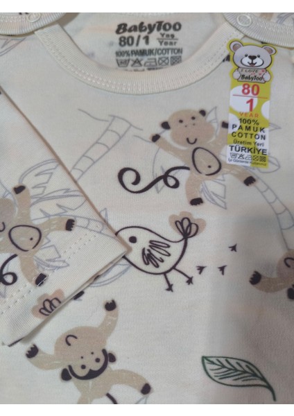 Kız Erkek Çocuk Bebek Uzun Kollu Çıtçıtlı Body-Badi %100 Organik Pamuk 1-2-3-4-5-6 Yaş indirimleri