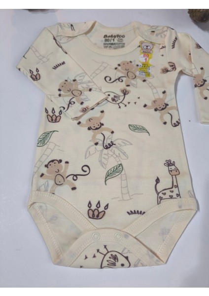 Kız Erkek Çocuk Bebek Uzun Kollu Çıtçıtlı Body-Badi %100 Organik Pamuk 1-2-3-4-5-6 Yaş