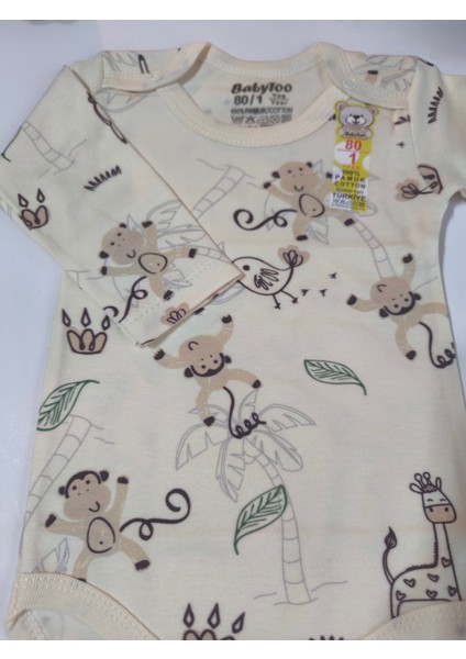 Kız Erkek Çocuk Bebek Uzun Kollu Çıtçıtlı Body-Badi %100 Organik Pamuk 1-2-3-4-5-6 Yaş