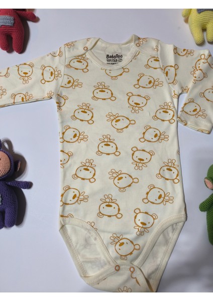 Kız Erkek Çocuk Bebek Uzun Kollu Çıtçıtlı Body-Badi %100 Pamuk 3.5-4-5-6 Yaş