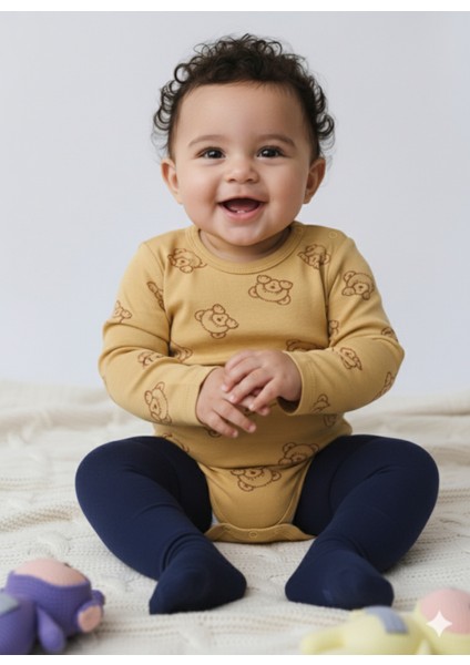 Kız Erkek Çocuk Bebek Uzun Kollu Çıtçıtlı Body-Badi %100 Pamuk 3.5-4-5-6 Yaş