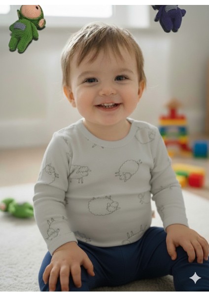 Kız Erkek Çocuk Bebek Uzun Kollu Çıtçıtlı Body-Badi %100 Pamuk 3.5-4-5-6 Yaş