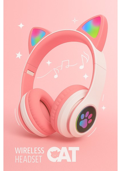 Stn-28 Kablosuz Kedi Kulaklık – LED Işıklı, Mikrofonlu, Şık Tasarım, Oyun ve Müzik Için Mükemmel fırsatları