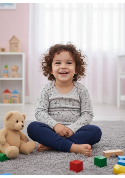 Çocuk Bebek Uzun Kollu Çıtçıtlı Body-Badi %100 Pamuk Nefes Alabilen Kumaş 3.5-4-5-6 Yaş