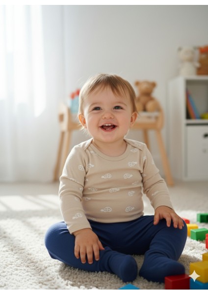 Kız Erkek Çocuk Bebek Uzun Kollu Çıtçıtlı Body-Badi %100 Pamuk 3.5-4-5-6 Yaş