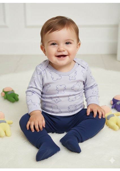 Kız Erkek Çocuk Bebek Uzun Kollu Çıtçıtlı Body-Badi %100 Pamuk 3.5-4-5-6 Yaş