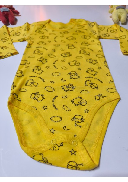 Kız Erkek Çocuk Bebek Uzun Kollu Çıtçıtlı Body-Badi %100 Pamuk 3.5-4-5-6 Yaş