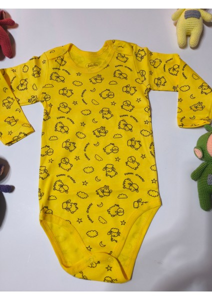 Kız Erkek Çocuk Bebek Uzun Kollu Çıtçıtlı Body-Badi %100 Pamuk 3.5-4-5-6 Yaş
