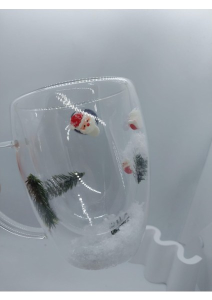 Yılbaşı Temalı Çift Cidarlı Borosilikat Cam Noel Babalı Çam Dalı Kupa fiyatları