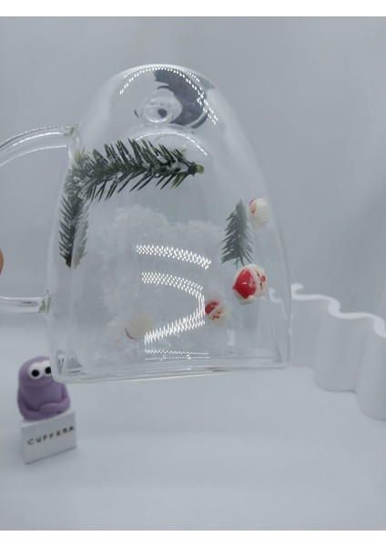 Yılbaşı Temalı Çift Cidarlı Borosilikat Cam Noel Babalı Çam Dalı Kupa fırsatları