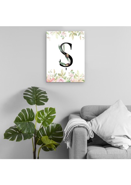 Ş Harfi - Çiçekli Harf Metal Tablo Model 1
