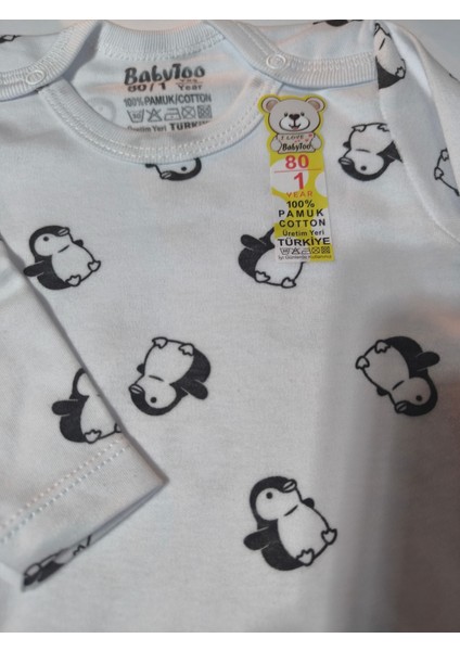 Kız Erkek Çocuk Bebek Uzun Kollu Çıtçıtlı Body-Badi %100 Pamuk 1-2-3-4-5-6 Yaş