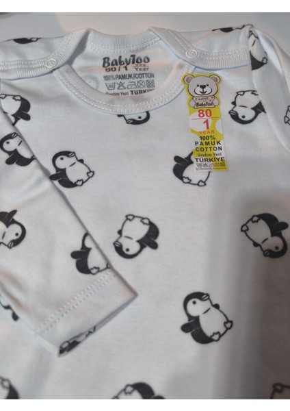 Kız Erkek Çocuk Bebek Uzun Kollu Çıtçıtlı Body-Badi %100 Pamuk 1-2-3-4-5-6 Yaş