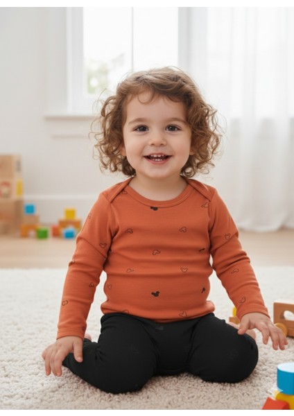 Kız Erkek Çocuk Bebek Uzun Kollu Çıtçıtlı Body-Badi %100 Pamuk 3.5-4-5-6 Yaş
