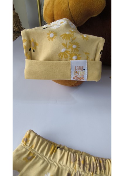 Erkek-Kız Bebek Omuz Genişletmeli Çıtçıtlı Body Pijama Bere Takımı, %100 Pamuk , Modern Tasarım