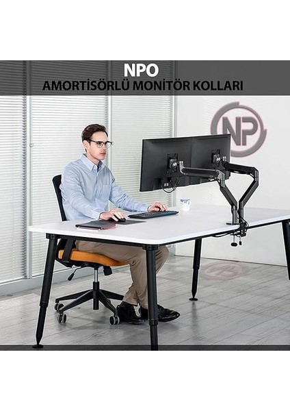 STD7080G 10"-27" Alüminyum Amortisörlü Vesa Monitör Tutucu Çift Kol Koyu Gri fırsatları