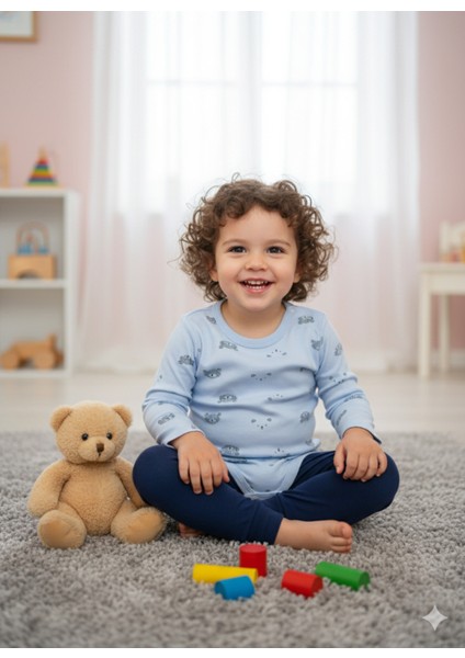 Çocuk Bebek Uzun Kollu Çıtçıtlı Body-Badi %100 Pamuk Nefes Alabilen Kumaş 3.5-4-5-6 Yaş