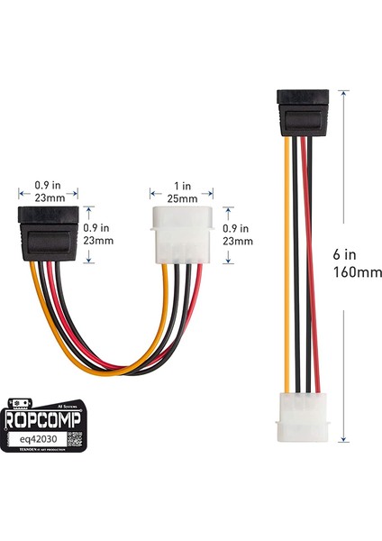 4-Pin Molex Erkek - 15-Pin Sata Güç Dönüştürücü Kablo (20 Cm) fırsatları