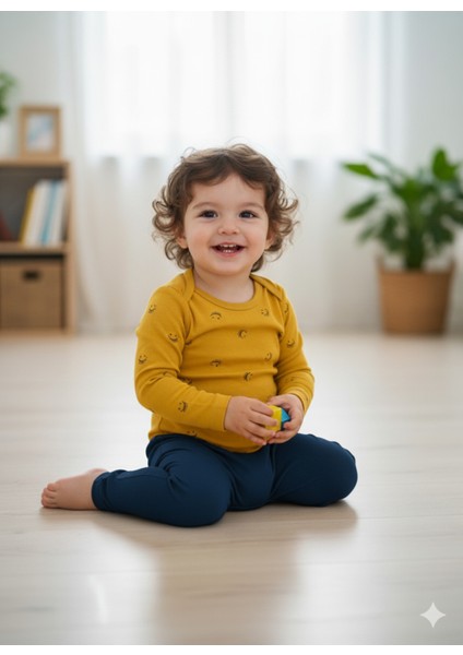 Kız Erkek Çocuk Bebek Uzun Kollu Çıtçıtlı Body-Badi %100 Pamuk 3.5-4-5-6 Yaş