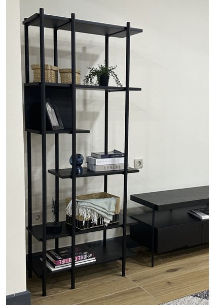 Harmonia Kitaplık - 75 cm - Siyah Meşe / Siyah Metal Çerçeve modelleri