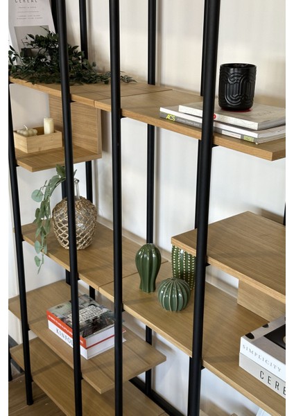 Harmonia Kitaplık - 170 cm - Doğal Meşe / Siyah Metal Çerçeve indirimleri