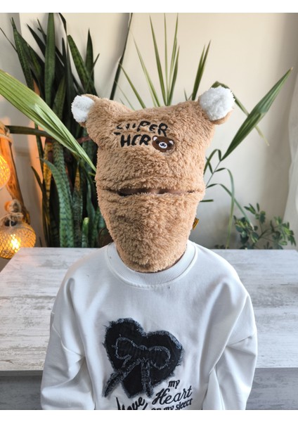 Kız Erkek Unisex Kendinden Boyunluklu Bere Peluş Figürlü Yumuşak Kulak Korumalı Açık Kahve fiyatları
