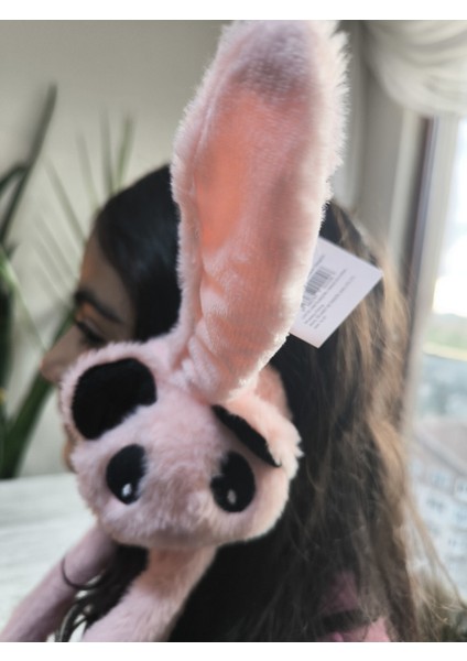 Kız Çocuk Uzun Ponponlu Kaliteli Peluş Figürlü Kulakları Oynayan Hareketli Sesli Kışlık Kulaklık fırsatları